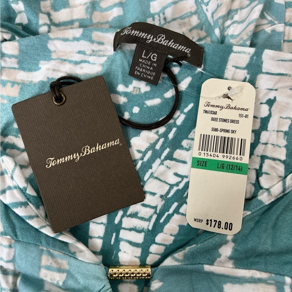 Tommy Bahama Aqua and White Printed Maxi Dress - Picture 7 of 10